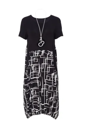156 Geometrical Print Dress/ Necklace - Ora