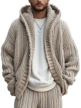 【24-hour shipping】Men's Hooded Chunky Knit Cardigan