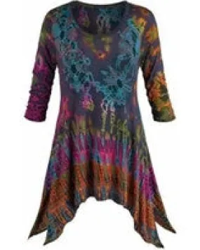 3/4 Sleeve Tie Dye Tunic W/ Pockets