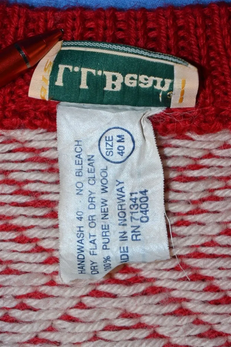 70s LL Bean Red Snowflake Cardigan Sweater Women's Medium