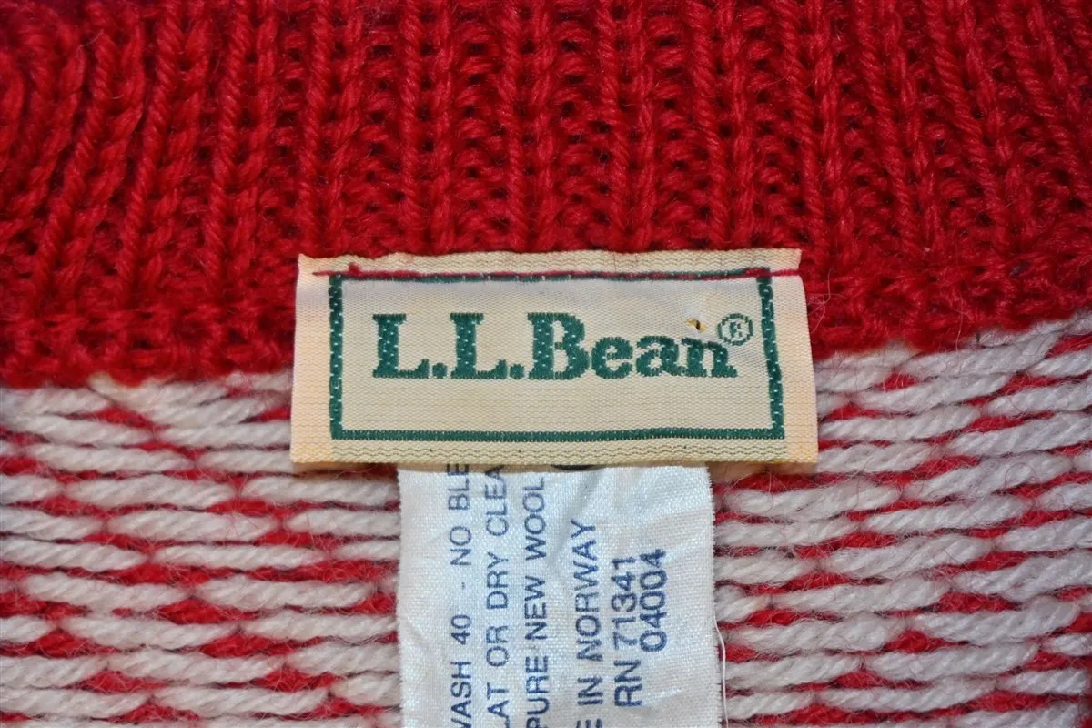 70s LL Bean Red Snowflake Cardigan Sweater Women's Medium