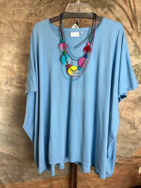 8715 Solid V-Elbow Tunic Tshirt-Bluet