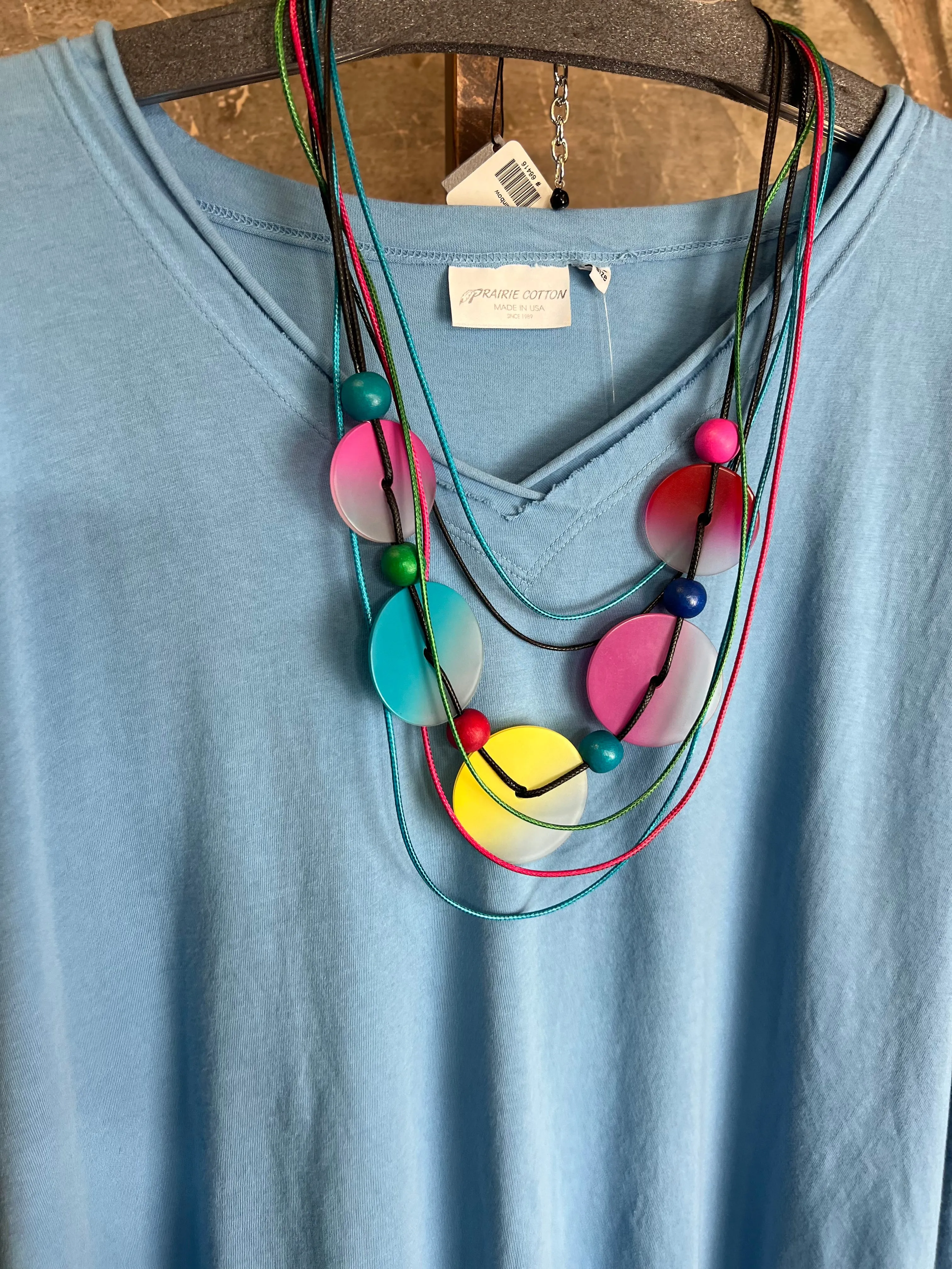 8715 Solid V-Elbow Tunic Tshirt-Bluet