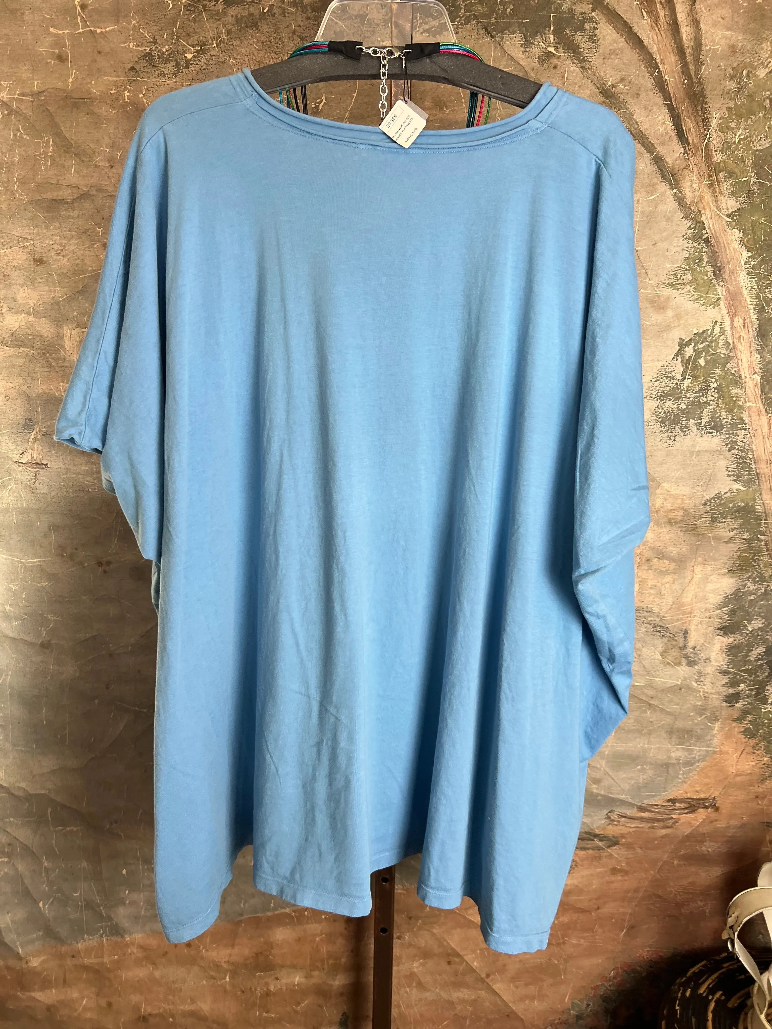 8715 Solid V-Elbow Tunic Tshirt-Bluet