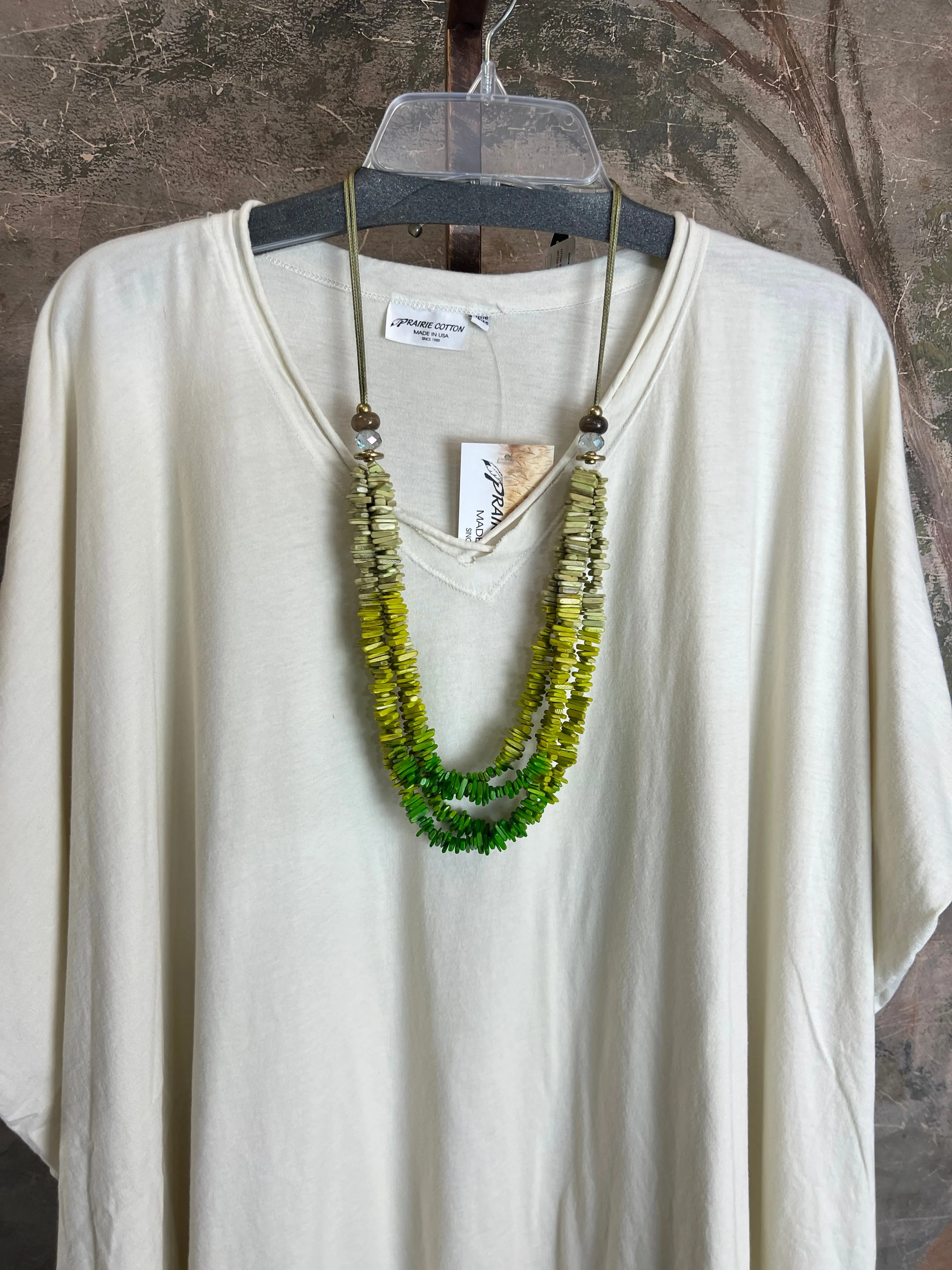 8715 Solid V-Elbow Tunic Tshirt-Ivory