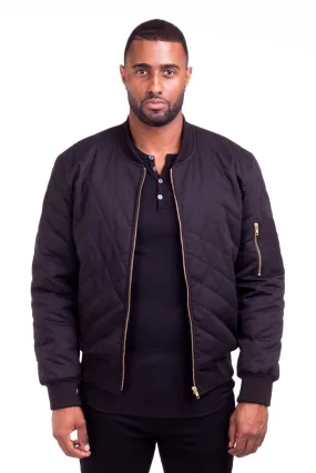 ACE BLACK QUILTED BOMBER JACKET