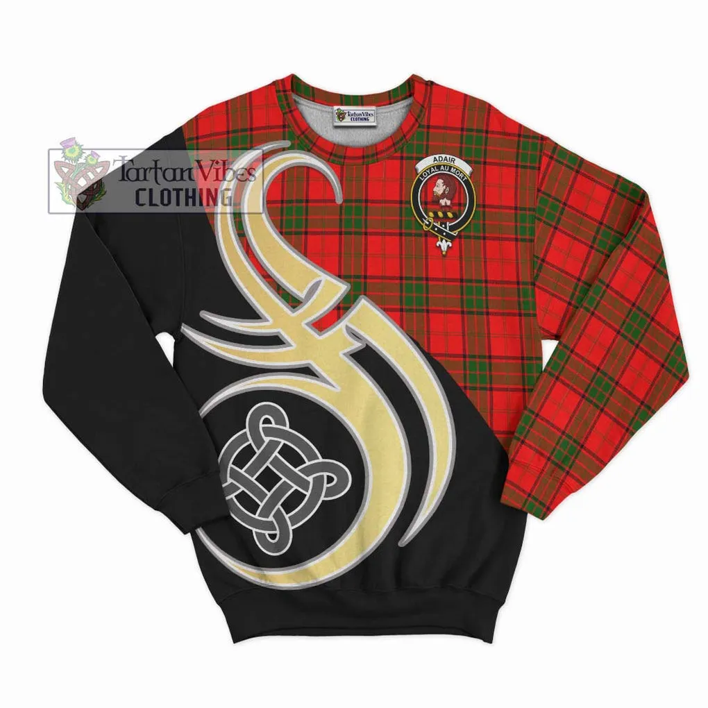 Adair Tartan Sweatshirt with Family Crest and Celtic Symbol Style
