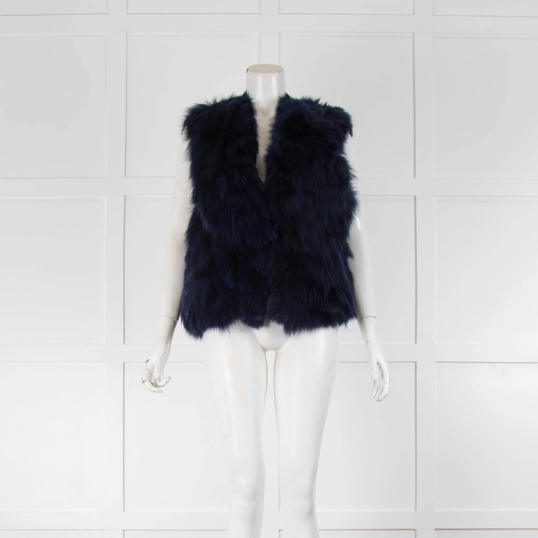 Adrienne Landau Navy Fur Gilet
