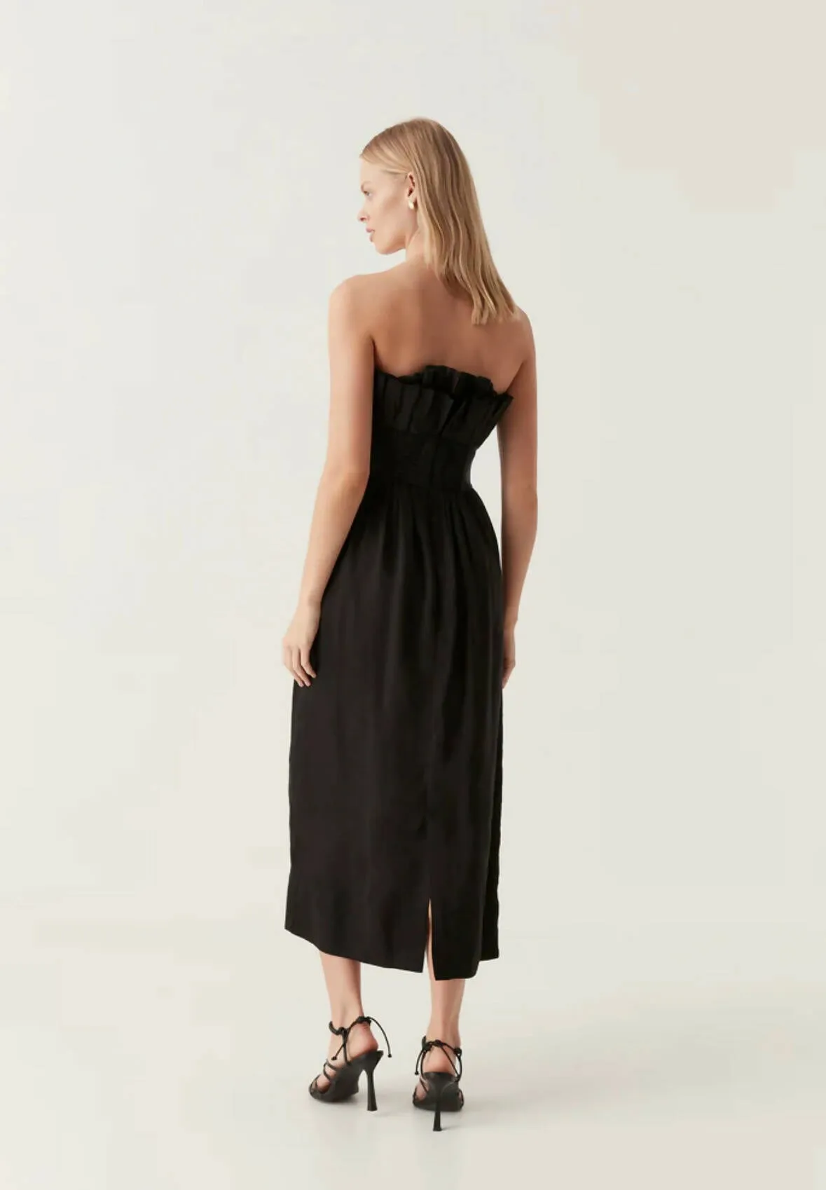 Aje Whisper Knot Waist Strapless Midi Dress Black Size 10