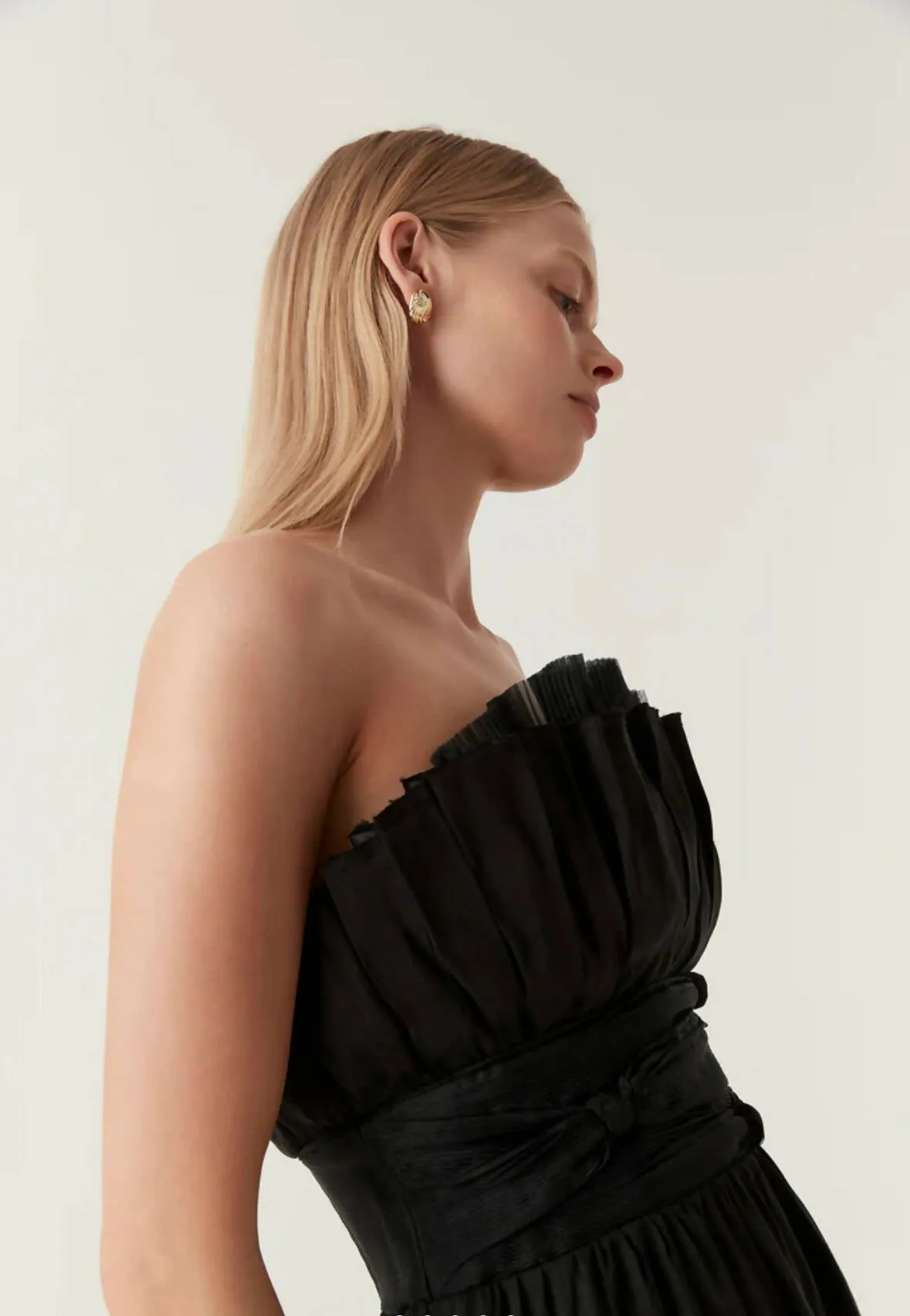 Aje Whisper Knot Waist Strapless Midi Dress Black Size 10