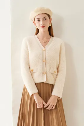 Alexandra V-neck Fuzzy Knit Cardigan