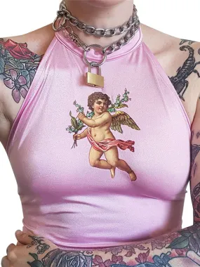 Angel Pattern Hanging Neck Vest