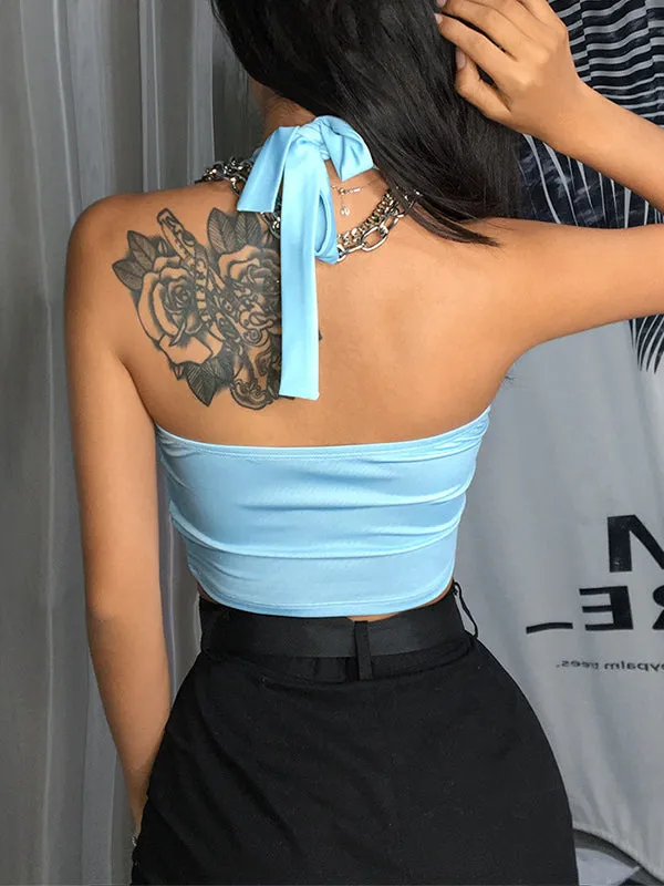 Angel Pattern Hanging Neck Vest
