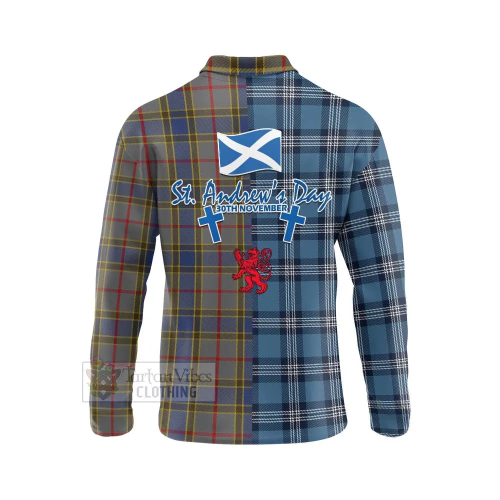 Balfour Tartan Long Sleeve Polo Shirt Happy St. Andrew's Day Half Tartan Style