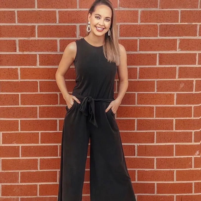 Banana Republic Black Modal Cropped Jumpsuit- Size 0