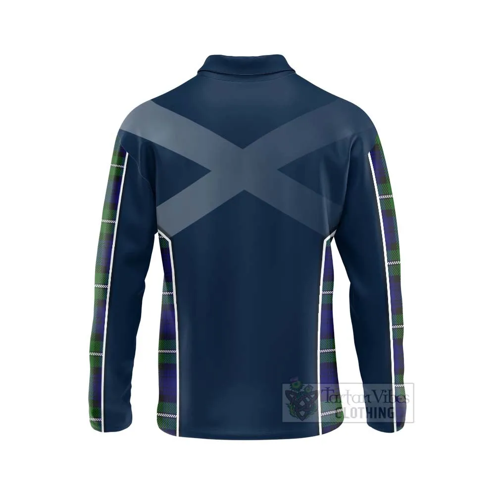 Bannerman Tartan Long Sleeve Polo Shirt with Family Crest and Scottish Thistle Vibes Sport Style