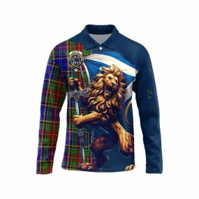 Beattie (Beatty) Tartan Family Crest Long Sleeve Polo Shirt with Scottish Majestic Lion