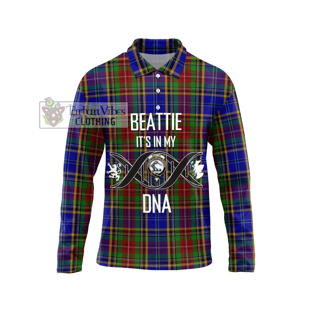 Beattie Tartan Long Sleeve Polo Shirt with Family Crest DNA In Me Style