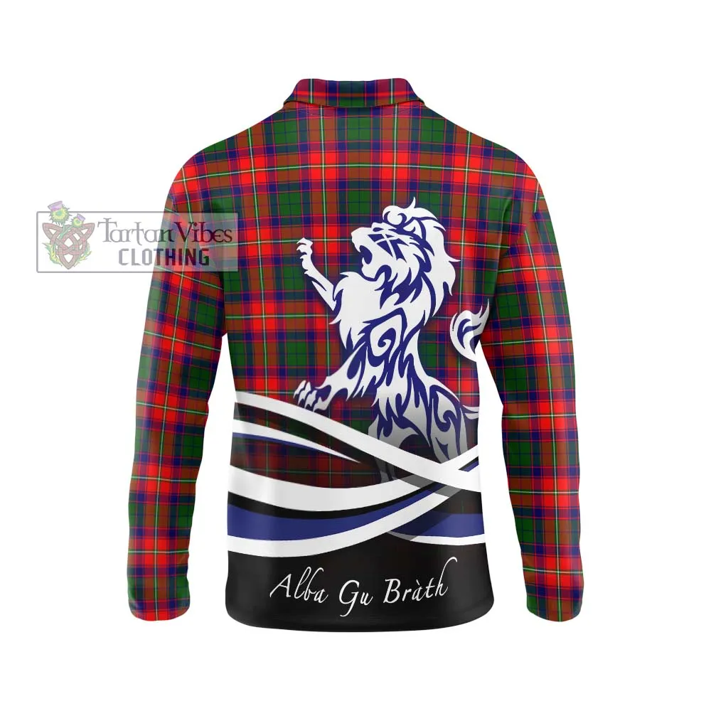 Belsches Tartan Long Sleeve Polo Shirt with Alba Gu Brath Regal Lion Emblem