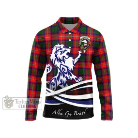 Belsches Tartan Long Sleeve Polo Shirt with Alba Gu Brath Regal Lion Emblem