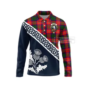 Belshes (Belsches) Tartan Long Sleeve Polo Shirt Featuring Thistle and Scotland Map