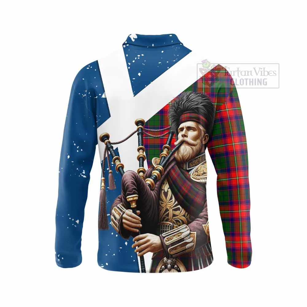 Belshes (Belsches) Tartan Long Sleeve Polo Shirt with Family Crest Scottish Bagpiper Vibes