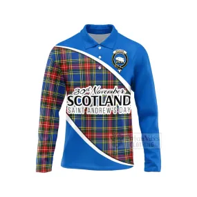 Bethune Family Crest Tartan Long Sleeve Polo Shirt Celebrate Saint Andrew's Day in Style