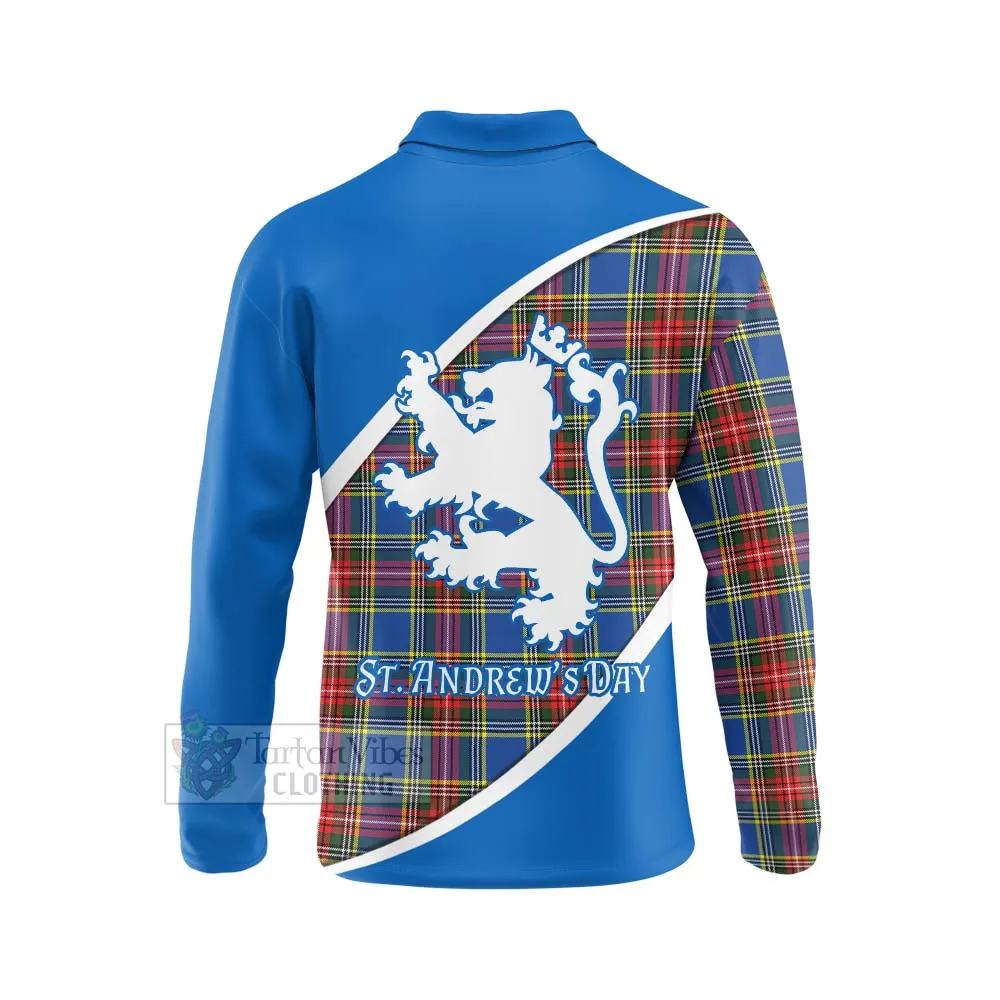 Bethune Family Crest Tartan Long Sleeve Polo Shirt Celebrate Saint Andrew's Day in Style