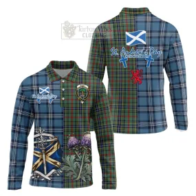 Bisset Tartan Long Sleeve Polo Shirt Happy St. Andrew's Day Half Tartan Style