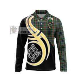 Bisset Tartan Long Sleeve Polo Shirt with Family Crest and Celtic Symbol Style