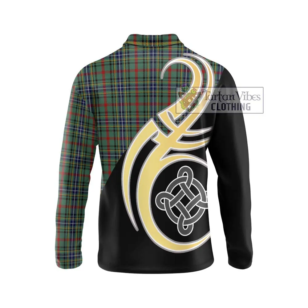Bisset Tartan Long Sleeve Polo Shirt with Family Crest and Celtic Symbol Style
