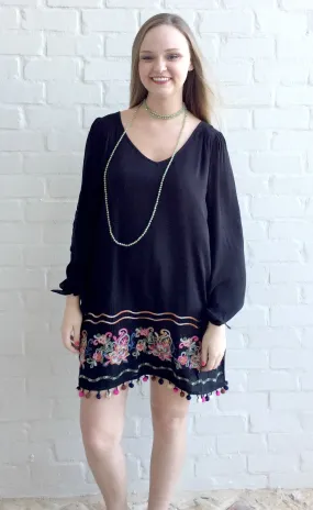 Black Embroirdered Tunic Dress