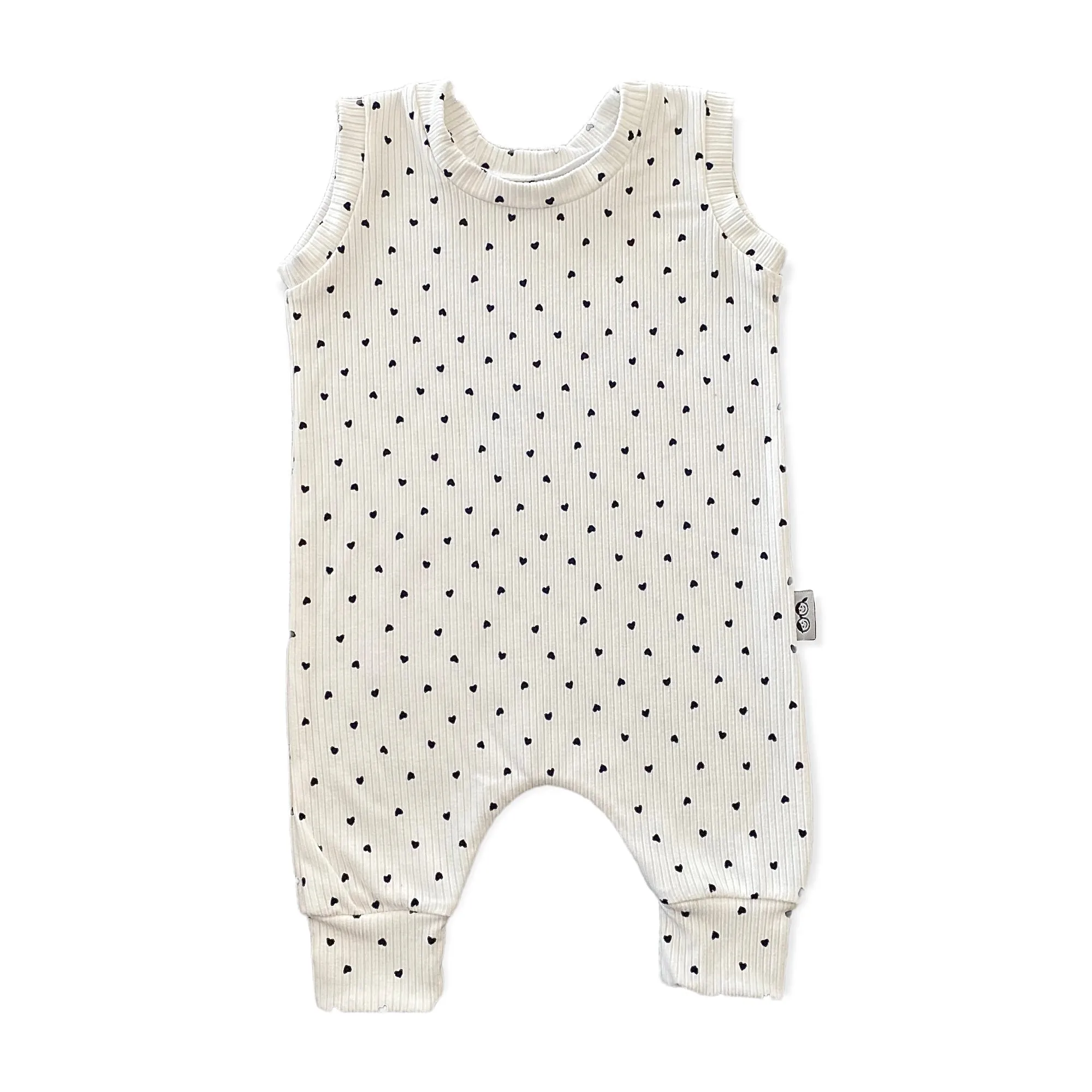 Black Hearts on Ivory Harem Romper