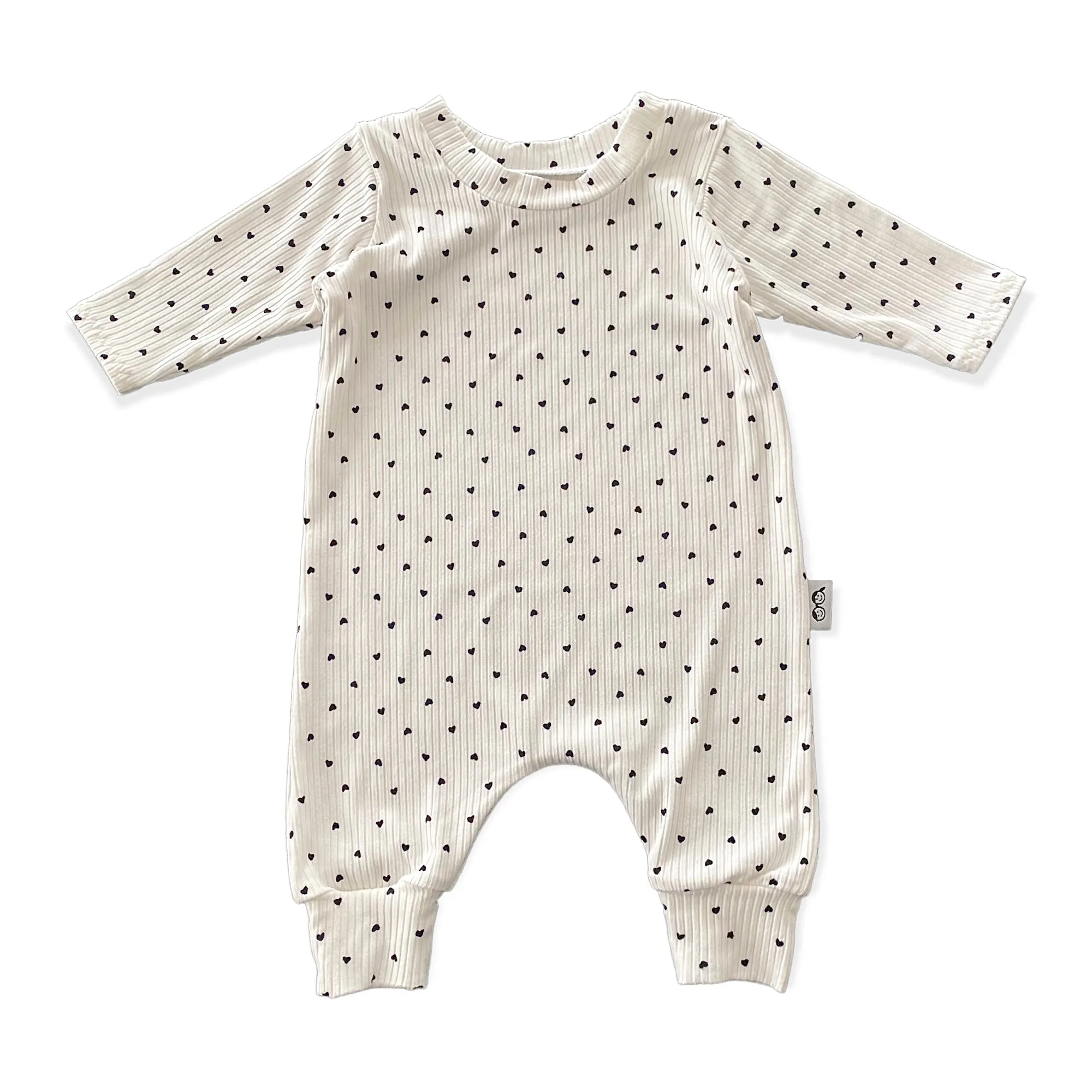 Black Hearts on Ivory Harem Romper