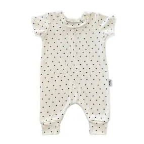 Black Hearts on Ivory Harem Romper