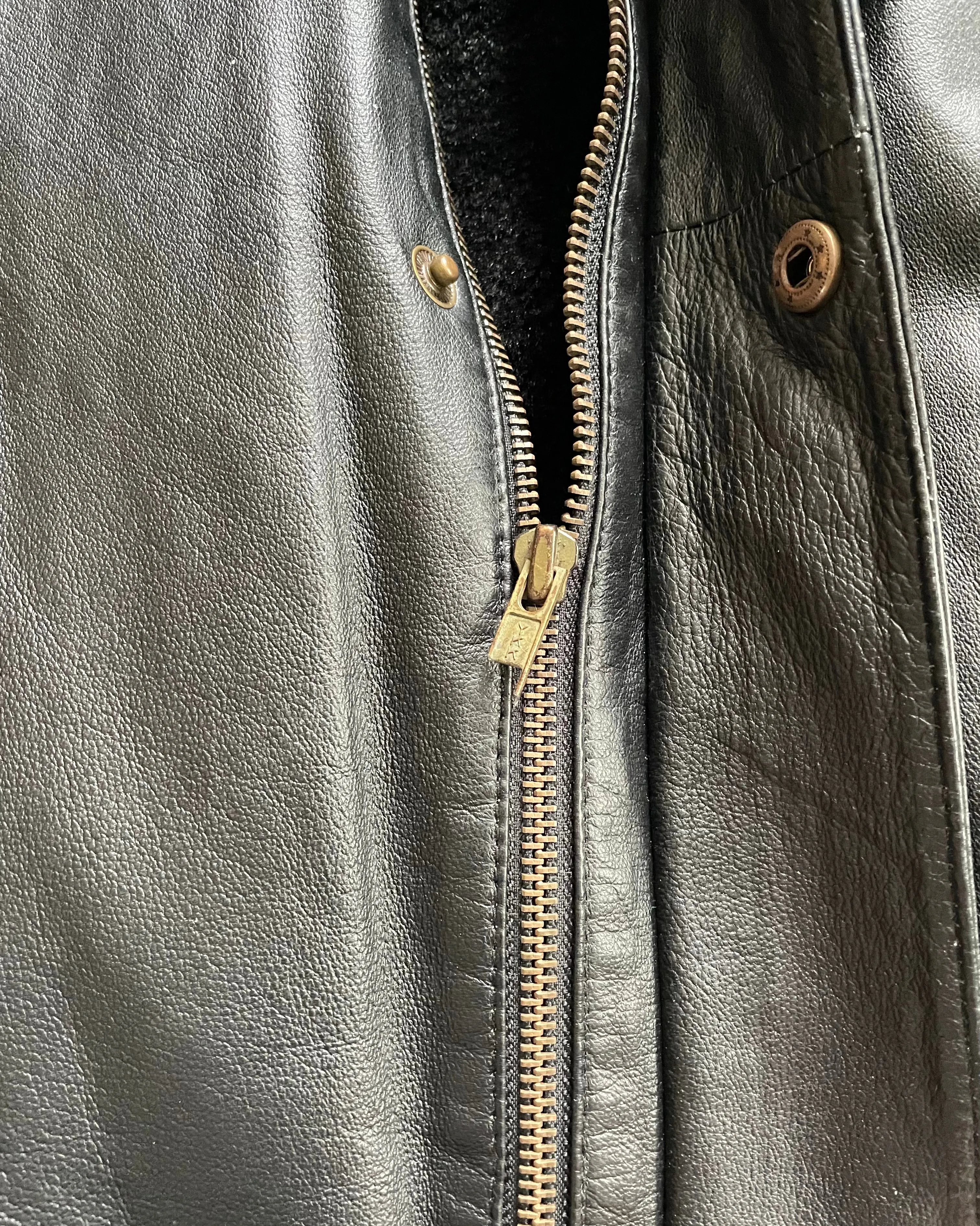 Black Vintage Leather Bomber Jacket
