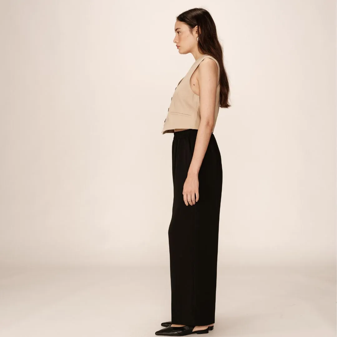 Black Wide Leg Trousers - ONE SIZE