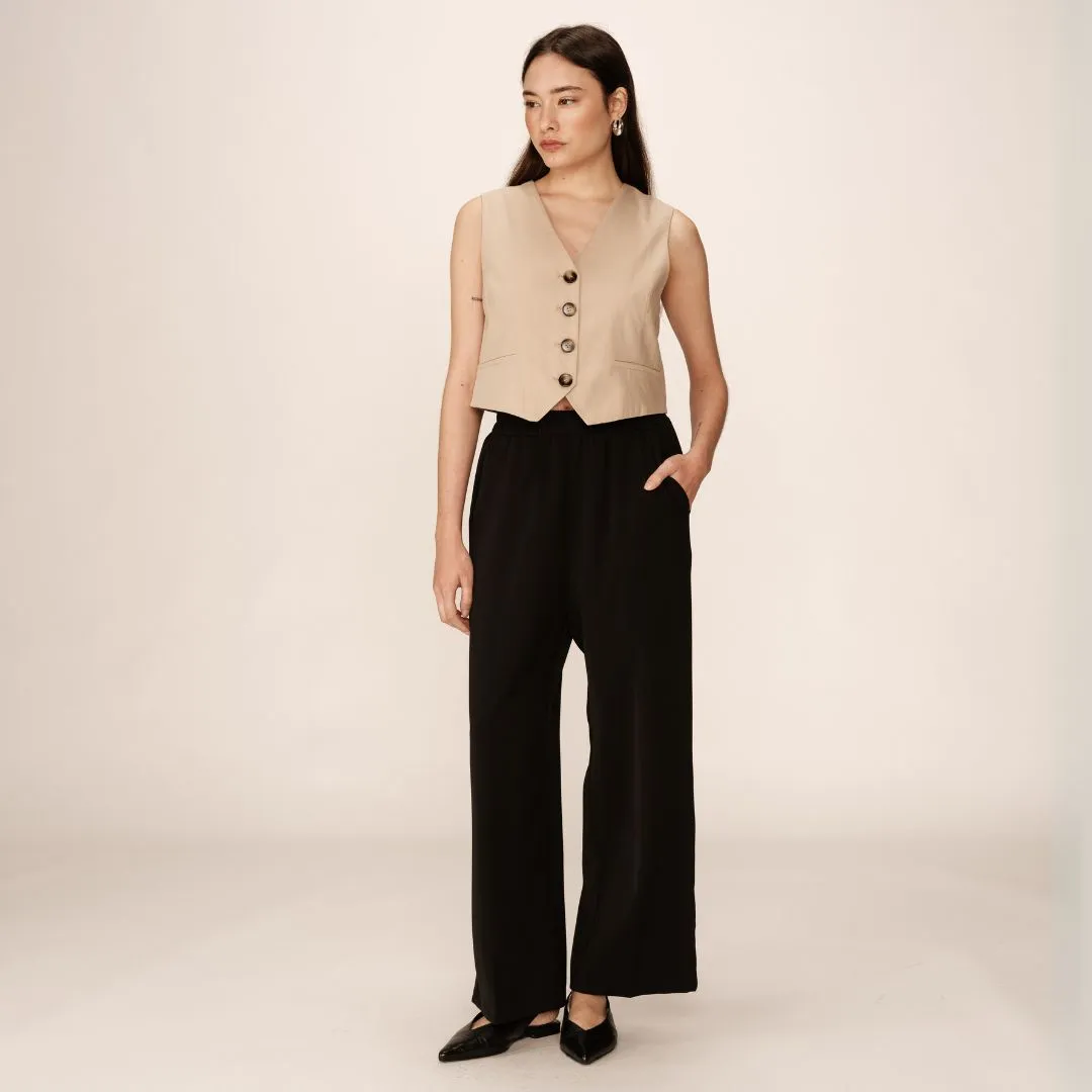 Black Wide Leg Trousers - ONE SIZE