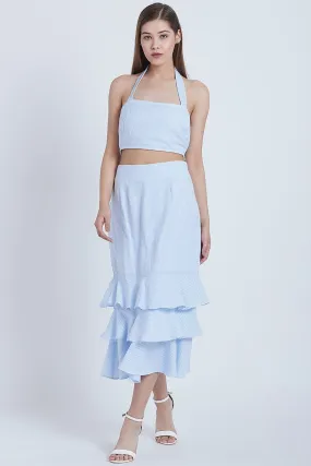 Blue Cotton Tiered Co-ord Set