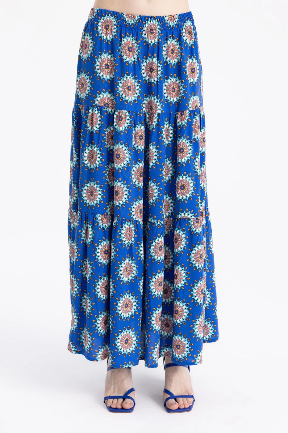 Blue Layered Maxi Skirt
