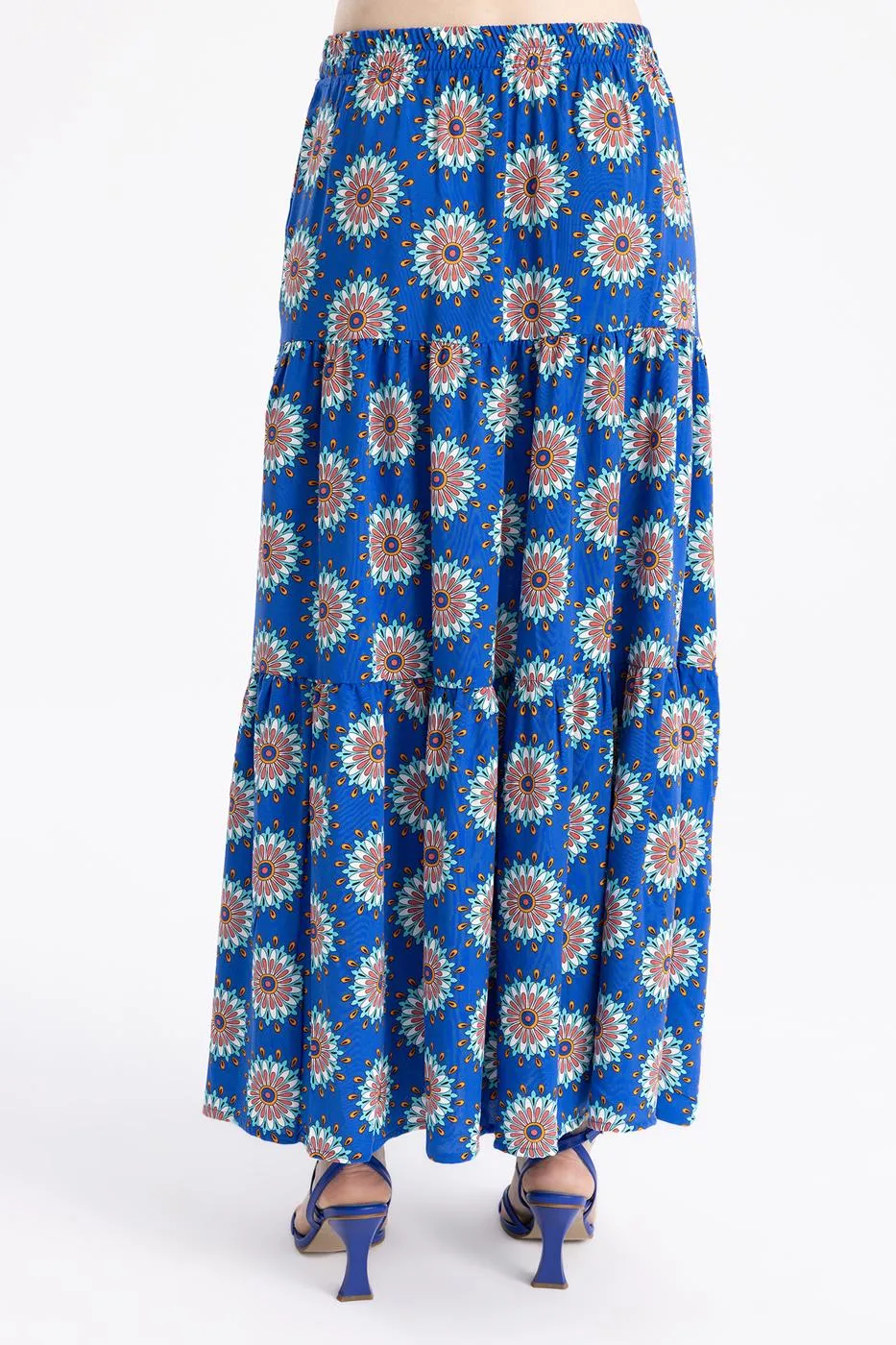 Blue Layered Maxi Skirt