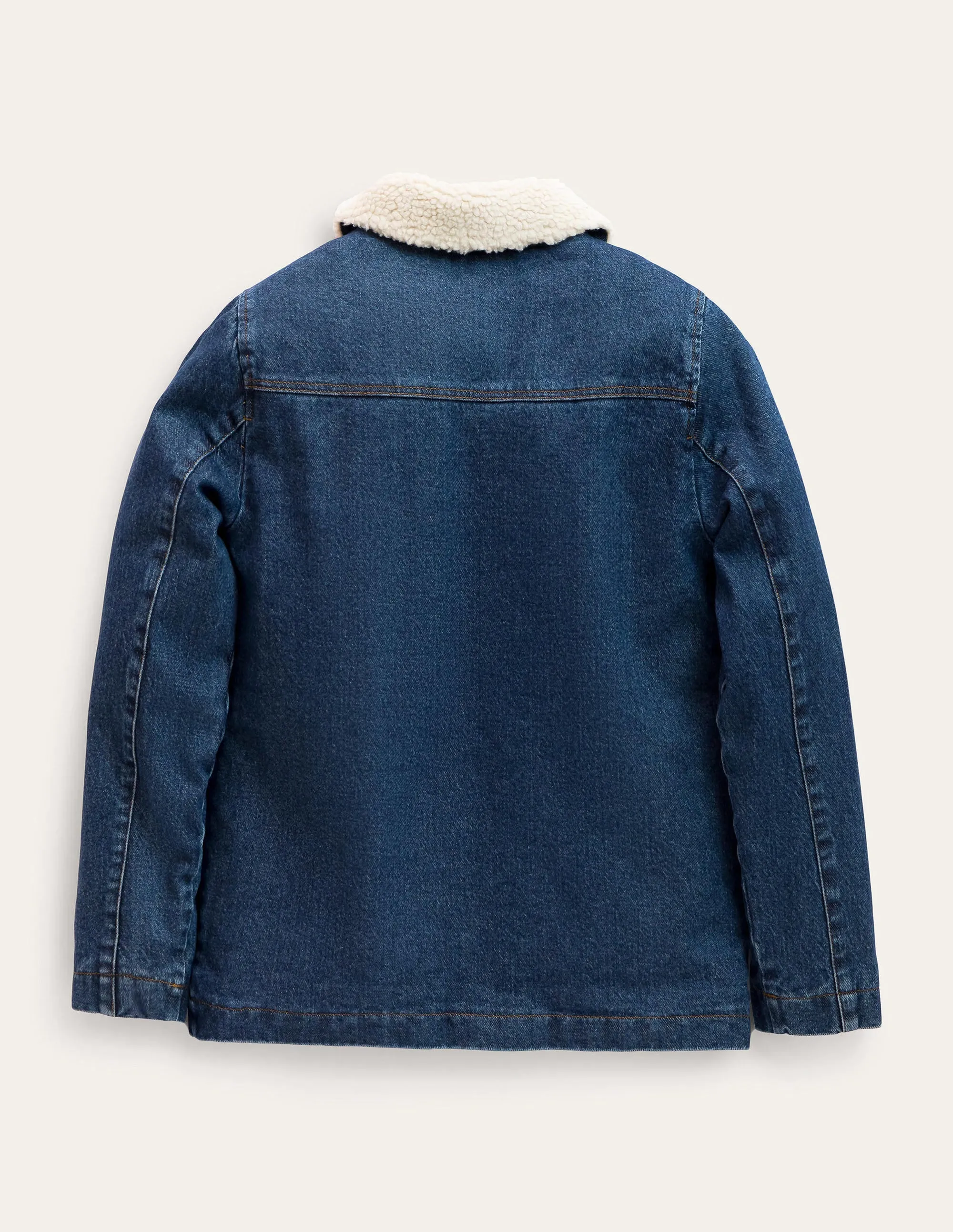 Borg Lined Jacket-Mid Vintage Denim