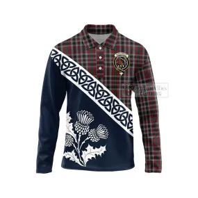 Borthwick Tartan Long Sleeve Polo Shirt Featuring Thistle and Scotland Map