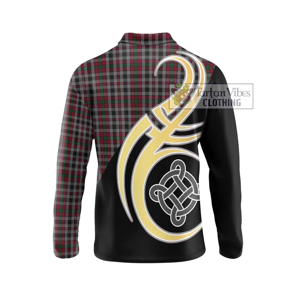 Borthwick Tartan Long Sleeve Polo Shirt with Family Crest and Celtic Symbol Style