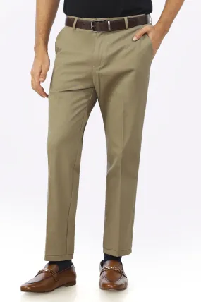 Brown Cotton Regular Fit Trouser