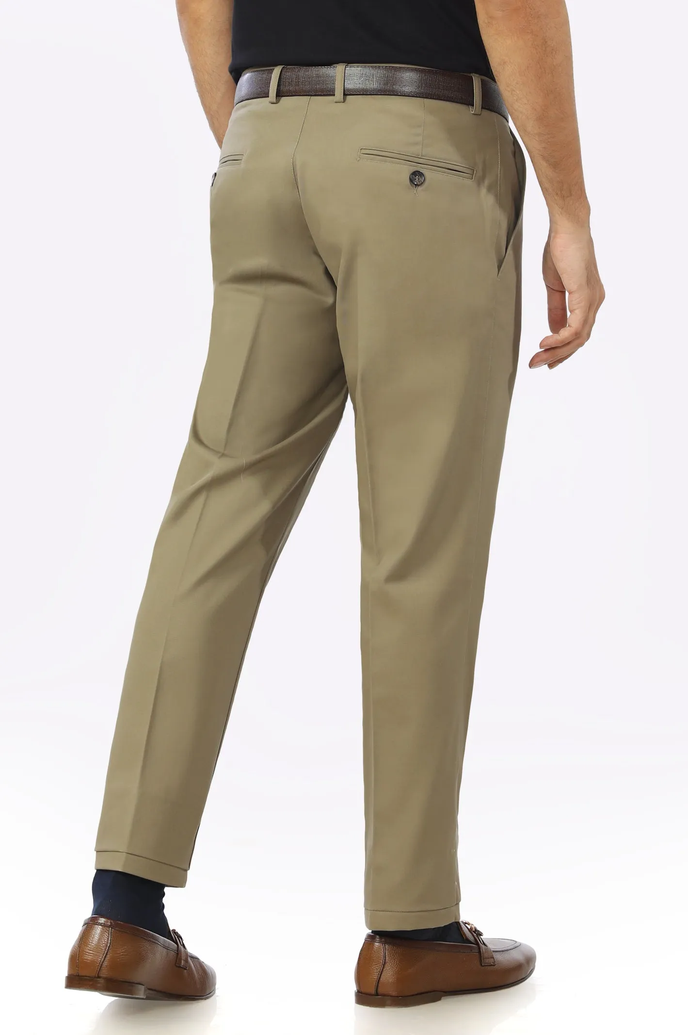 Brown Cotton Regular Fit Trouser