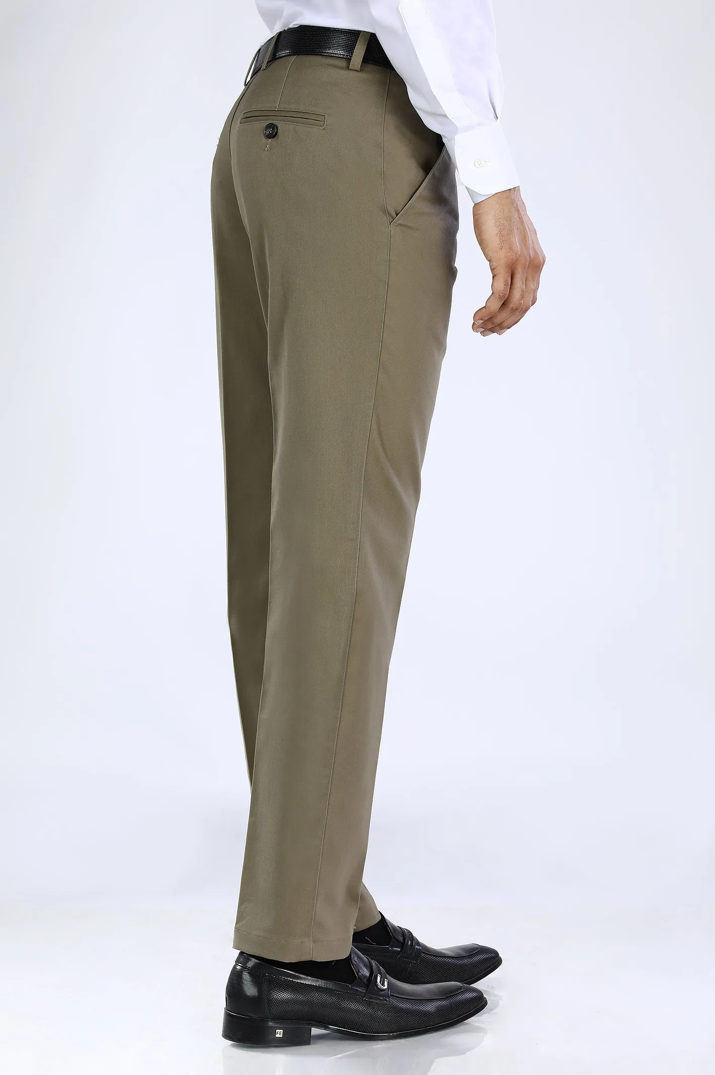 Brown Cotton Smart Fit Trouser