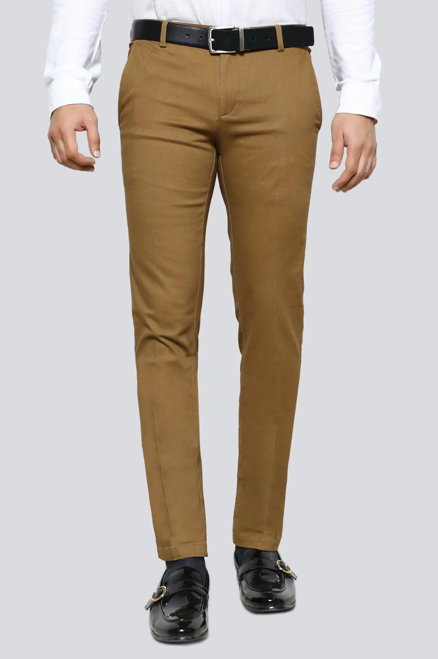 Camel Cotton Smart Fit Trouser