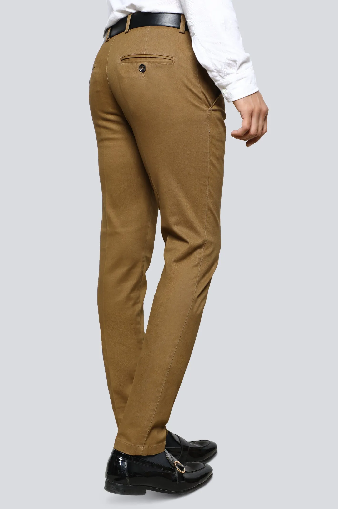 Camel Cotton Smart Fit Trouser
