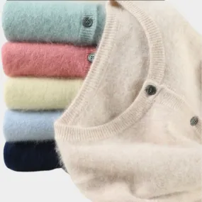 Cardigan Clássico com Gola Redonda em Cashmere -  Day By Day